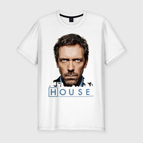 Мужская футболка премиум с принтом House в Петрозаводске, 92% хлопок, 8% лайкра | приталенный силуэт, круглый вырез ворота, длина до линии бедра, короткий рукав | everybody lies | haus | house | все лгут | доктор | хауз | хаус | хью лори
