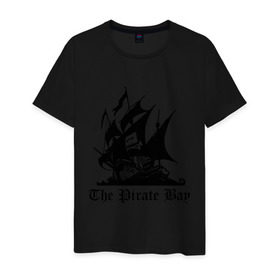 Мужская футболка хлопок с принтом The Pirate Bay в Петрозаводске, 100% хлопок | прямой крой, круглый вырез горловины, длина до линии бедер, слегка спущенное плечо. | the pirate bay | torrent | пиратская бухта | торрент