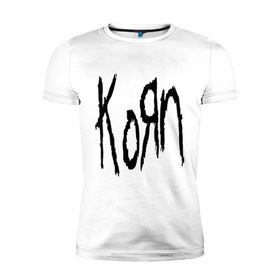 Мужская футболка премиум с принтом Korn в Петрозаводске, 92% хлопок, 8% лайкра | приталенный силуэт, круглый вырез ворота, длина до линии бедра, короткий рукав | Тематика изображения на принте: korn | metal | rock | корн | логотип | метал | музыка | рок | рок группа | рок группы