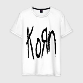 Мужская футболка хлопок с принтом Korn в Петрозаводске, 100% хлопок | прямой крой, круглый вырез горловины, длина до линии бедер, слегка спущенное плечо. | korn | metal | rock | корн | логотип | метал | музыка | рок | рок группа | рок группы