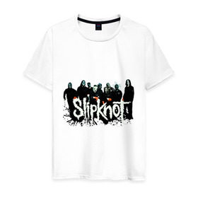 Мужская футболка хлопок с принтом Slipknot (3) в Петрозаводске, 100% хлопок | прямой крой, круглый вырез горловины, длина до линии бедер, слегка спущенное плечо. | Тематика изображения на принте: heavy metal | rock | slipknot | trash metal | альтернатива | лица | рок группа | рок группы | трэш метал | хеви метал