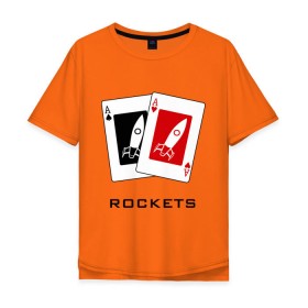 Мужская футболка хлопок Oversize с принтом AA Rockets в Петрозаводске, 100% хлопок | свободный крой, круглый ворот, “спинка” длиннее передней части | ace | poker | rocket | rockets | карты | покер | ракеты | туз | тузы