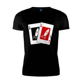 Мужская футболка премиум с принтом AA Rockets в Петрозаводске, 92% хлопок, 8% лайкра | приталенный силуэт, круглый вырез ворота, длина до линии бедра, короткий рукав | ace | poker | rocket | rockets | карты | покер | ракеты | туз | тузы
