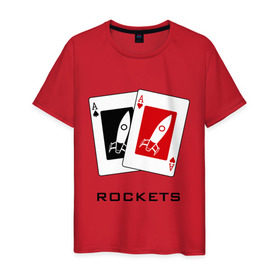 Мужская футболка хлопок с принтом AA Rockets в Петрозаводске, 100% хлопок | прямой крой, круглый вырез горловины, длина до линии бедер, слегка спущенное плечо. | ace | poker | rocket | rockets | карты | покер | ракеты | туз | тузы