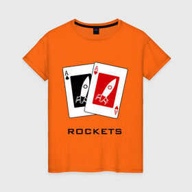 Женская футболка хлопок с принтом AA Rockets в Петрозаводске, 100% хлопок | прямой крой, круглый вырез горловины, длина до линии бедер, слегка спущенное плечо | ace | poker | rocket | rockets | карты | покер | ракеты | туз | тузы