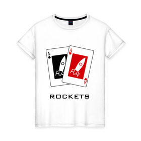 Женская футболка хлопок с принтом AA Ракеты в Петрозаводске, 100% хлопок | прямой крой, круглый вырез горловины, длина до линии бедер, слегка спущенное плечо | ace | poker | rocket | rockets | карты | покер | ракеты | туз | тузы