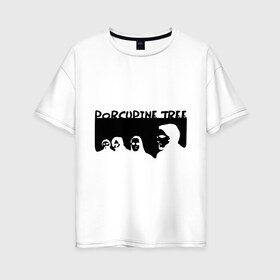 Женская футболка хлопок Oversize с принтом Porcupine Tree в Петрозаводске, 100% хлопок | свободный крой, круглый ворот, спущенный рукав, длина до линии бедер
 | metal | porcupine tree | rock | логотип | метал | музыка | рок | рок группа | рок группы