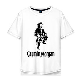 Мужская футболка хлопок Oversize с принтом Capitan Morgan в Петрозаводске, 100% хлопок | свободный крой, круглый ворот, “спинка” длиннее передней части | capitan morgan | бар | бармен | капитан морган