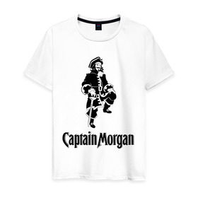 Мужская футболка хлопок с принтом Capitan Morgan в Петрозаводске, 100% хлопок | прямой крой, круглый вырез горловины, длина до линии бедер, слегка спущенное плечо. | capitan morgan | бар | бармен | капитан морган
