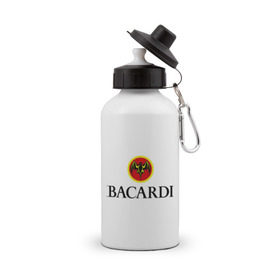 Бутылка спортивная с принтом Bacardi в Петрозаводске, металл | емкость — 500 мл, в комплекте две пластиковые крышки и карабин для крепления | Тематика изображения на принте: bacardi | бакарди | бар | бармен | ром