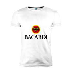 Мужская футболка премиум с принтом Bacardi в Петрозаводске, 92% хлопок, 8% лайкра | приталенный силуэт, круглый вырез ворота, длина до линии бедра, короткий рукав | bacardi | бакарди | бар | бармен | ром