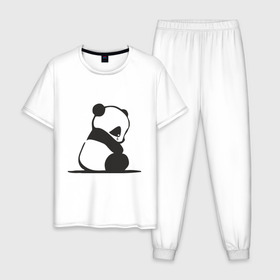Мужская пижама хлопок с принтом Панда в Петрозаводске, 100% хлопок | брюки и футболка прямого кроя, без карманов, на брюках мягкая резинка на поясе и по низу штанин
 | панда