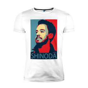 Мужская футболка премиум с принтом Mike Shinoda в Петрозаводске, 92% хлопок, 8% лайкра | приталенный силуэт, круглый вырез ворота, длина до линии бедра, короткий рукав | linkin park | mike shinoda | rock | shinoda | линкин парк | рок