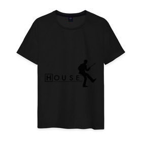 Мужская футболка хлопок с принтом Хаус (10) в Петрозаводске, 100% хлопок | прямой крой, круглый вырез горловины, длина до линии бедер, слегка спущенное плечо. | everybody lies | haus | house | все лгут | доктор | хауз | хаус | хью лори