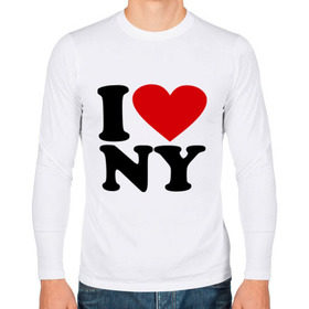 Мужской лонгслив хлопок с принтом I love NY в Петрозаводске, 100% хлопок |  | new york | нью йорк