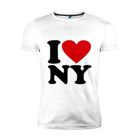 Мужская футболка премиум с принтом I love NY в Петрозаводске, 92% хлопок, 8% лайкра | приталенный силуэт, круглый вырез ворота, длина до линии бедра, короткий рукав | new york | нью йорк