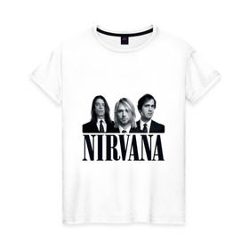 Женская футболка хлопок с принтом Nirvana (2) в Петрозаводске, 100% хлопок | прямой крой, круглый вырез горловины, длина до линии бедер, слегка спущенное плечо | cobain | nirvana | rock | smells like teen spirit | кобейн | нирвана | рок