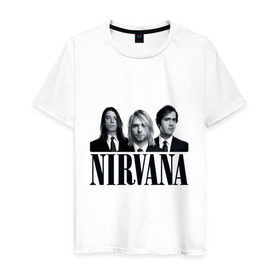 Мужская футболка хлопок с принтом Nirvana (2) в Петрозаводске, 100% хлопок | прямой крой, круглый вырез горловины, длина до линии бедер, слегка спущенное плечо. | cobain | nirvana | rock | smells like teen spirit | кобейн | нирвана | рок