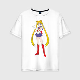 Женская футболка хлопок Oversize с принтом Sailor Moon в Петрозаводске, 100% хлопок | свободный крой, круглый ворот, спущенный рукав, длина до линии бедер
 | аниме