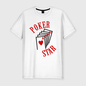 Мужская футболка премиум с принтом Poker Star в Петрозаводске, 92% хлопок, 8% лайкра | приталенный силуэт, круглый вырез ворота, длина до линии бедра, короткий рукав | Тематика изображения на принте: pokerstars