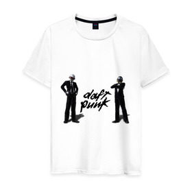 Мужская футболка хлопок с принтом Daft punk в Петрозаводске, 100% хлопок | прямой крой, круглый вырез горловины, длина до линии бедер, слегка спущенное плечо. | 