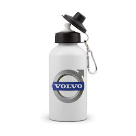 Бутылка спортивная с принтом Volvo в Петрозаводске, металл | емкость — 500 мл, в комплекте две пластиковые крышки и карабин для крепления | Тематика изображения на принте: volvo | авто | бренд | вольво | логотип | машина