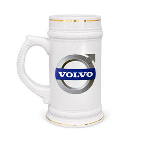 Кружка пивная с принтом Volvo в Петрозаводске,  керамика (Материал выдерживает высокую температуру, стоит избегать резкого перепада температур) |  объем 630 мл | volvo | авто | бренд | вольво | логотип | машина