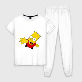 Женская пижама хлопок с принтом Simpsons (8) в Петрозаводске, 100% хлопок | брюки и футболка прямого кроя, без карманов, на брюках мягкая резинка на поясе и по низу штанин | гомер