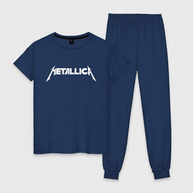 Женская пижама хлопок с принтом Metallica в Петрозаводске, 100% хлопок | брюки и футболка прямого кроя, без карманов, на брюках мягкая резинка на поясе и по низу штанин | rock