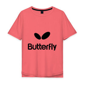 Мужская футболка хлопок Oversize с принтом Butterfly в Петрозаводске, 100% хлопок | свободный крой, круглый ворот, “спинка” длиннее передней части | buterfly | батерфляй | настольный теннис | ракетка | теннис | теннисный корт
