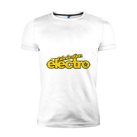 Мужская футболка премиум с принтом Electro generation в Петрозаводске, 92% хлопок, 8% лайкра | приталенный силуэт, круглый вырез ворота, длина до линии бедра, короткий рукав | electro | electro generation | tectonik | музыка | поколение | танец | танцы | тектоник | электронная | электронное