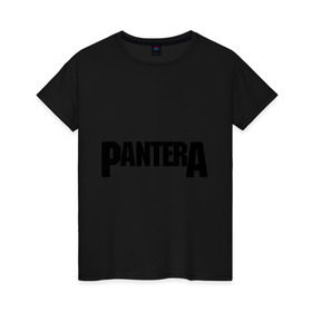 Женская футболка хлопок с принтом Pantera в Петрозаводске, 100% хлопок | прямой крой, круглый вырез горловины, длина до линии бедер, слегка спущенное плечо | metal | глэм | грув | группы | логотип | метал | трэш | хэви