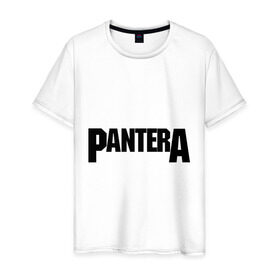 Мужская футболка хлопок с принтом Pantera в Петрозаводске, 100% хлопок | прямой крой, круглый вырез горловины, длина до линии бедер, слегка спущенное плечо. | Тематика изображения на принте: metal | глэм | грув | группы | логотип | метал | трэш | хэви