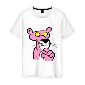 Мужская футболка хлопок с принтом Розовая пантера (3) в Петрозаводске, 100% хлопок | прямой крой, круглый вырез горловины, длина до линии бедер, слегка спущенное плечо. | Тематика изображения на принте: pink panther | розовая пантера