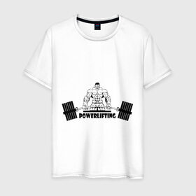 Мужская футболка хлопок с принтом powerlifting4 в Петрозаводске, 100% хлопок | прямой крой, круглый вырез горловины, длина до линии бедер, слегка спущенное плечо. | 