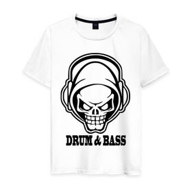 Мужская футболка хлопок с принтом drum and bass6 в Петрозаводске, 100% хлопок | прямой крой, круглый вырез горловины, длина до линии бедер, слегка спущенное плечо. | драм н басс | череп | электро | электронная музыка музыка