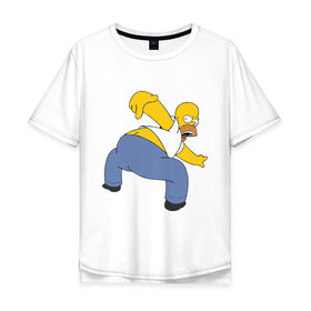 Мужская футболка хлопок Oversize с принтом homer ass в Петрозаводске, 100% хлопок | свободный крой, круглый ворот, “спинка” длиннее передней части | гомер