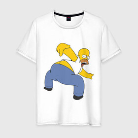 Мужская футболка хлопок с принтом homer ass в Петрозаводске, 100% хлопок | прямой крой, круглый вырез горловины, длина до линии бедер, слегка спущенное плечо. | гомер