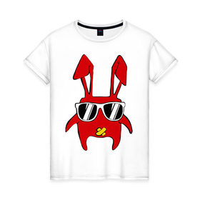 Женская футболка хлопок с принтом disco bunny в Петрозаводске, 100% хлопок | прямой крой, круглый вырез горловины, длина до линии бедер, слегка спущенное плечо | bunny | minimal | заяц | минимал | очки