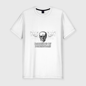 Мужская футболка премиум с принтом DarkSide в Петрозаводске, 92% хлопок, 8% лайкра | приталенный силуэт, круглый вырез ворота, длина до линии бедра, короткий рукав | Тематика изображения на принте: dark side | dnb | даксайд | драм н бас | темная сторона | череп