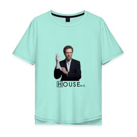Мужская футболка хлопок Oversize с принтом Хаус с перчаткой в Петрозаводске, 100% хлопок | свободный крой, круглый ворот, “спинка” длиннее передней части | everybody lies | haus | house | все лгут | доктор | хауз | хаус | хью лори