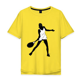 Мужская футболка хлопок Oversize с принтом Теннисистка в Петрозаводске, 100% хлопок | свободный крой, круглый ворот, “спинка” длиннее передней части | tennis | ракетка | тенис | теннис | теннисистка | теннисный корт