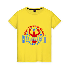 Женская футболка хлопок с принтом Бокс - Тяжеловес в Петрозаводске, 100% хлопок | прямой крой, круглый вырез горловины, длина до линии бедер, слегка спущенное плечо | емельяненко | кикбоксинг