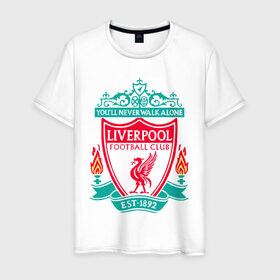 Мужская футболка хлопок с принтом Liverpool в Петрозаводске, 100% хлопок | прямой крой, круглый вырез горловины, длина до линии бедер, слегка спущенное плечо. | ливерпуль