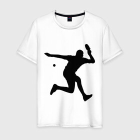 Мужская футболка хлопок с принтом Table tennis training в Петрозаводске, 100% хлопок | прямой крой, круглый вырез горловины, длина до линии бедер, слегка спущенное плечо. | tennis