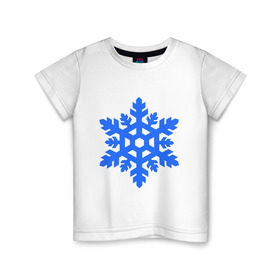 Детская футболка хлопок с принтом Cнежинка в Петрозаводске, 100% хлопок | круглый вырез горловины, полуприлегающий силуэт, длина до линии бедер | Тематика изображения на принте: new year | для зимы | нг | новогодний | новый год | снег | снежинка