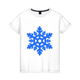 Женская футболка хлопок с принтом Cнежинка в Петрозаводске, 100% хлопок | прямой крой, круглый вырез горловины, длина до линии бедер, слегка спущенное плечо | new year | для зимы | нг | новогодний | новый год | снег | снежинка