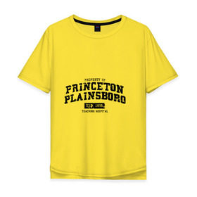 Мужская футболка хлопок Oversize с принтом Princeton Plainsboro в Петрозаводске, 100% хлопок | свободный крой, круглый ворот, “спинка” длиннее передней части | Тематика изображения на принте: everybody lies | haus | house | plainsboro | princeton | все лгут | доктор | хауз | хаус | хью лори