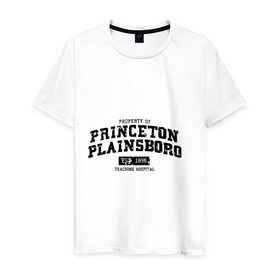Мужская футболка хлопок с принтом Princeton Plainsboro в Петрозаводске, 100% хлопок | прямой крой, круглый вырез горловины, длина до линии бедер, слегка спущенное плечо. | everybody lies | haus | house | plainsboro | princeton | все лгут | доктор | хауз | хаус | хью лори