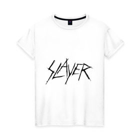 Женская футболка хлопок с принтом Slayer (2) в Петрозаводске, 100% хлопок | прямой крой, круглый вырез горловины, длина до линии бедер, слегка спущенное плечо | alternative rock | pank | punk | rock | альтернативный рок | метал | панк | рок | тяжелая музыка | хард рок | хеви метал